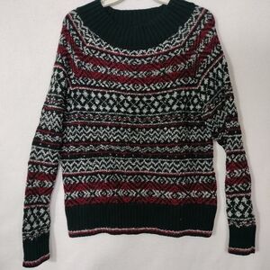 Chaps Black and Red Knit Sweater Vintage 90s